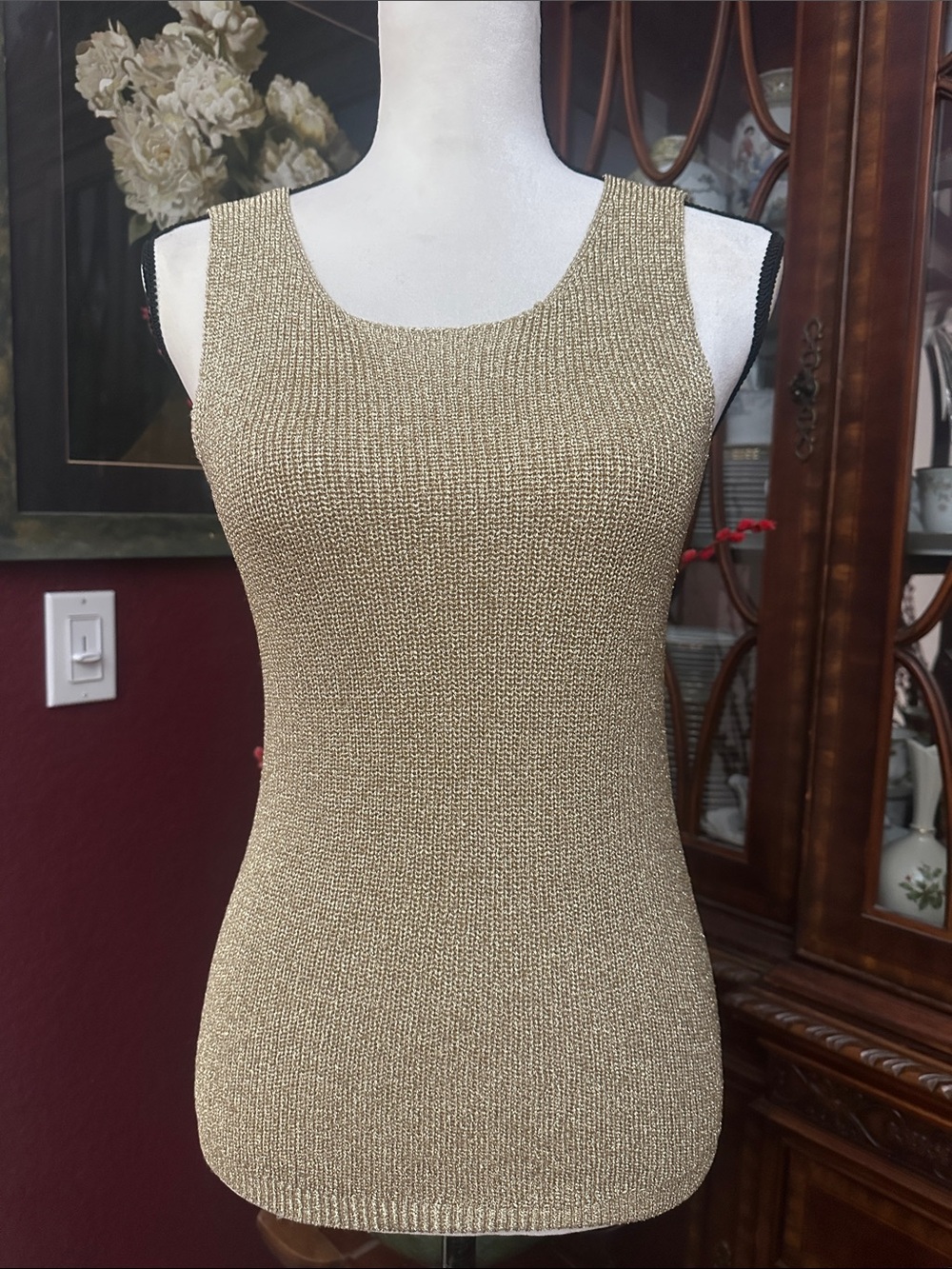 Women's Nordstrom Metallic Knit Tank Dress - Gold
